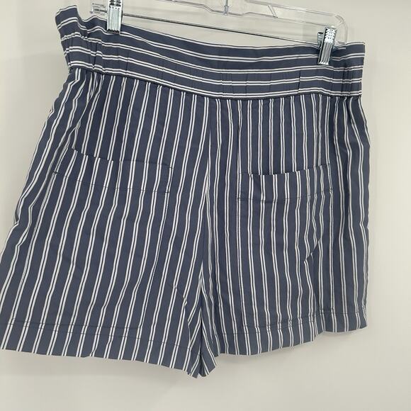 TIBI Paperbag Shorts Womens Size Small Striped Blue White 4-Pocket Pull On RTR - Picture 6 of 12